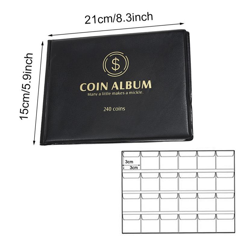240 Pockets Coin Collection Holder Penny Album Gifts Coin Collecting Album Coin Collection Book For Collectors-10 Pages