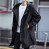 Spring Autumn Long Trench Thick Coat Men Fashion Hooded Windbreaker Black Overcoat Casual Winter Jackets