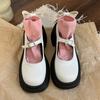 Black Retro Heightened Platform Small Leather Shoes Women's 2025 New Autumn and Winter Round Head Light Mouth Thick Heel Mary Jane Shoes Single Shoes