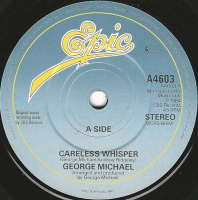 7-дюймовая пластинка GEORGE MICHAEL - Careless Whisper A4603 Epic UK Соул/Фанк Б/У