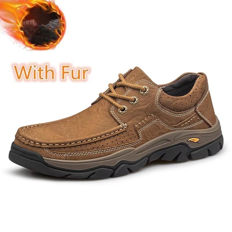 All-match Man Outdoor Hiking Shoes Warm Plush Fur Winter Casual Shoes New Men Trainers Travel Shoes Climbing Camping Footwear