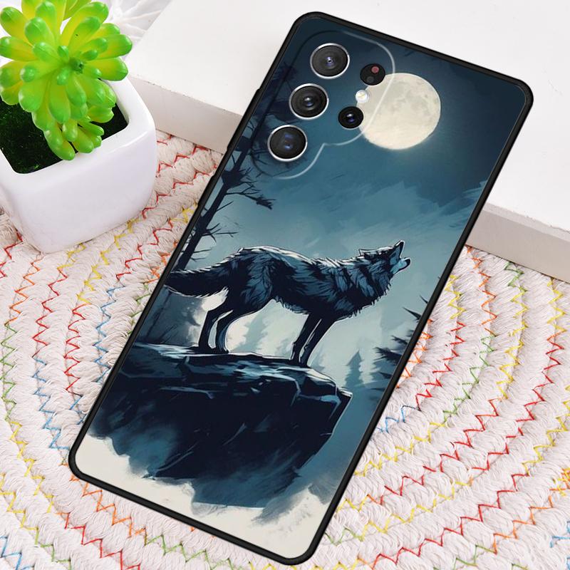 Силиконовый чехол для телефона Samsung Galaxy note 10 pro S26 S25 S24 S23 S22 S21 Plus S25Ultra с принтом 'Воющий волк на луне' Чехол