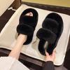 Модные сандалии женские тапочки из натурального меха кролика на платформе плюшевые пушистые пушистые женские зимние теплые милые мягкие домашние свадебные тапочки