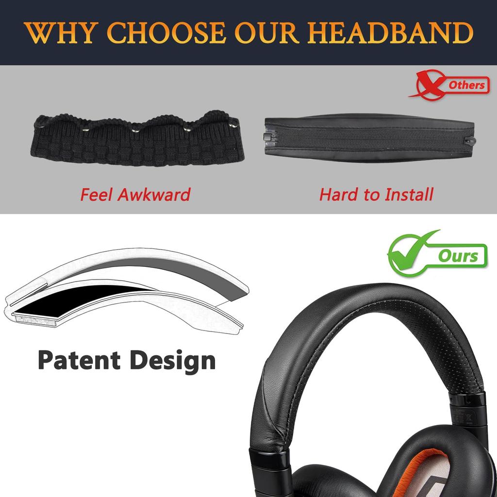 SOULWIT Headband Cover for Plantronics BackBeat Pro Voyager 8200 UC Protective Easy DIY Replacement Headphone Head Strap Replacement Band Black 1/2,