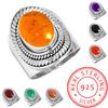 Кольцо из стерлингового серебра 925 пробы Женское Драгоценный камень Ручная работа Ювелирное изделие Подарок на годовщину Янтарь Аметист Черный оникс Сердолик Гранат Кварц Зеленый оникс Золотой камень