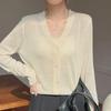 2025 Summer Women's V-neck Knitted Cardigan: Loose, Long-sleeved, Solid Color Air-conditioning Jacket