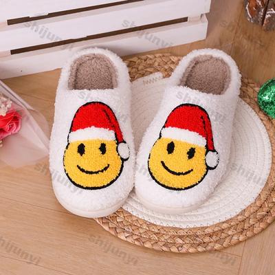 Рождественские хлопковые тапочки корейской версии, зимние парные хлопковые тапочки для дома, милые толстые тапочки с рисунком из мультфильма, нескользящие тапочки