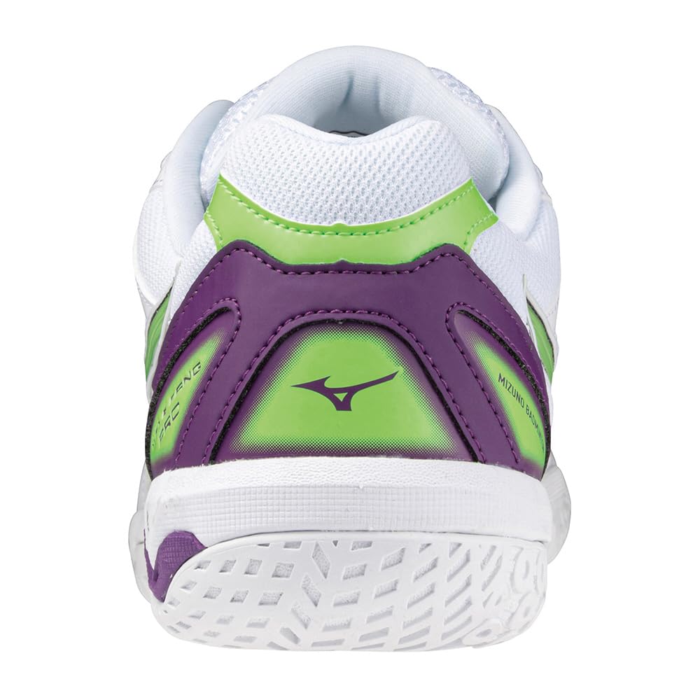 Mizuno Кроссовки для бадминтона Wave Fang PRO, Белый/Зеленый/Фиолетовый, Размер 29.0 см, 2E