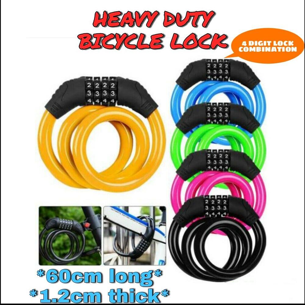 Bicycle Steel Cable Chain Resettable Combination Number Bike Lock 4 Digit Password Padlock