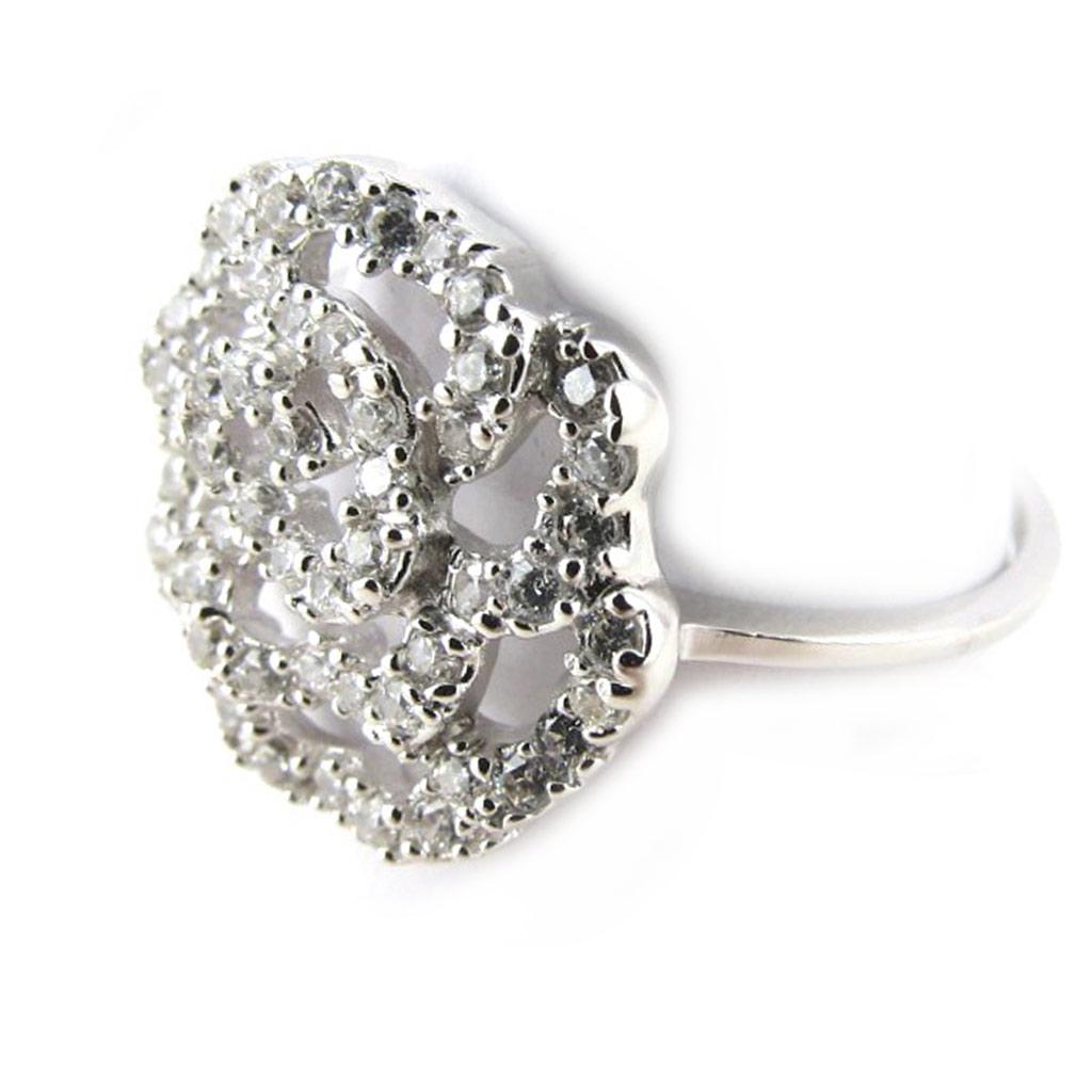 Silver Ring 'Rosa Romantica' White