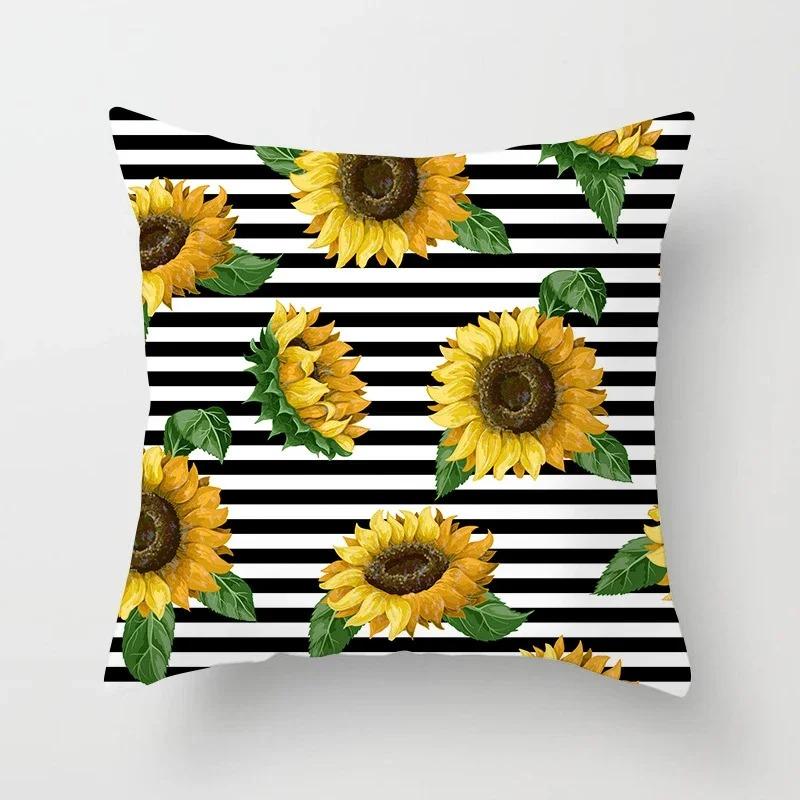Office Living Room Home Pillowcase Sunflower Print Pattern Pillowcase Car Ornaments