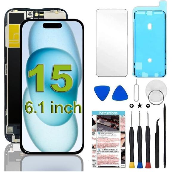 Для замены экрана iPhone XR 6,1 дюйма, ЖК-дисплей, сенсорный экран, сборка дигитайзера с инструментами для ремонта, совместим с моделями A1984, A2105, A2106,