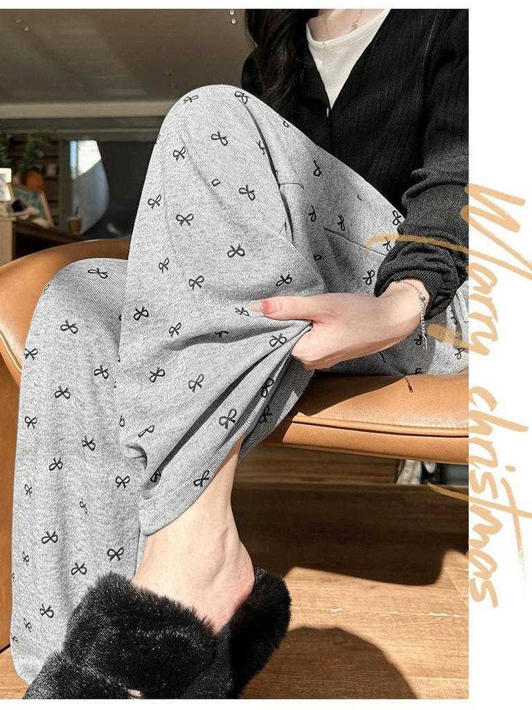 Корейские ретро брюки с бантом, с высокой талией, широкими штанинами, из шелковистой ткани для женщин