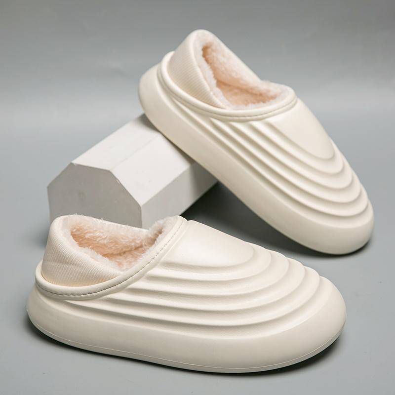 Модные мужские тапочки из ЭВА плюс бархатные зимние домашние и уличные сохраняющие тепло удобные модные универсальные нескользящие мужские тапочки взрывного стиля