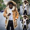 Winter Warm Thicken Mens Faux-Fur Jacket Fleece Stitching Casual Slim-fit Lapel Pocket Hooded Jacket High Quality Outwear