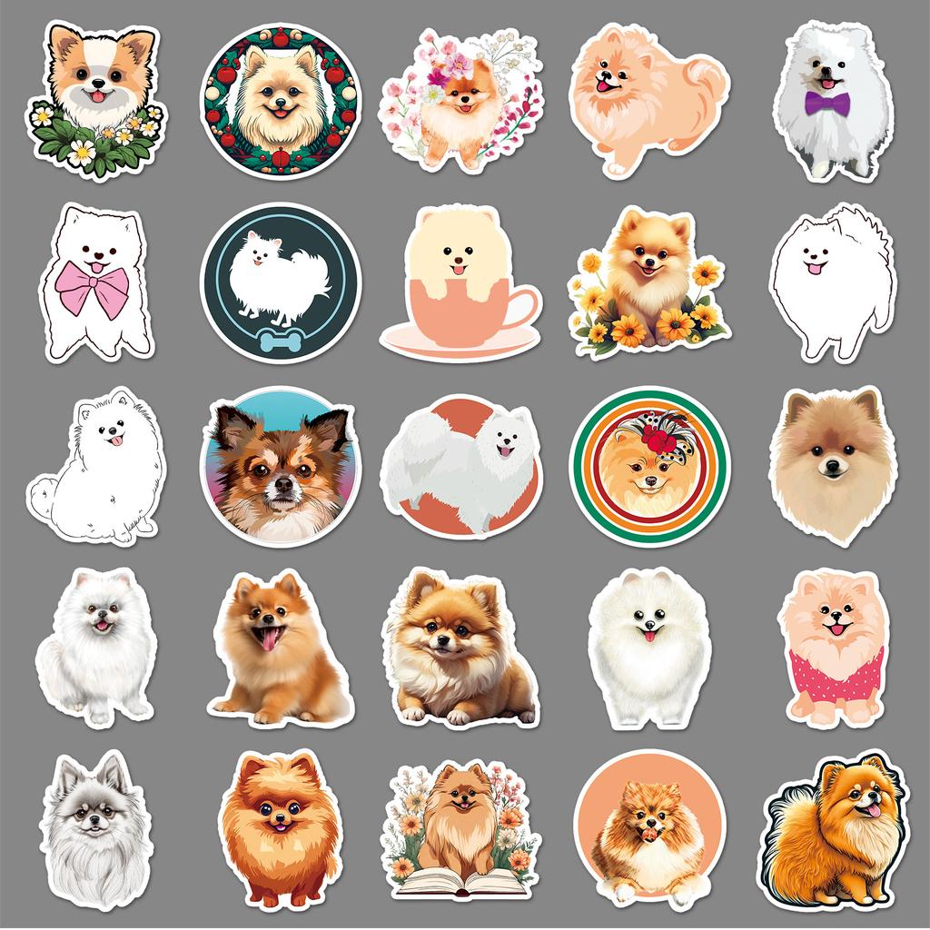 50 Pomeranian Doodle Stickers Personalized Cartoon Cute Dog Decoration Mobile Phone Water Cup Suitcase Stickers