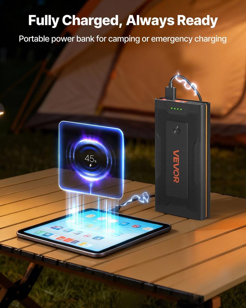 Jump Starter, 1000A Peak, Car Jumper Starter Battery Pack, 12V Portable Lithium Battery Booster, Jump Box Power Bank with 3 Modes Flashlight and