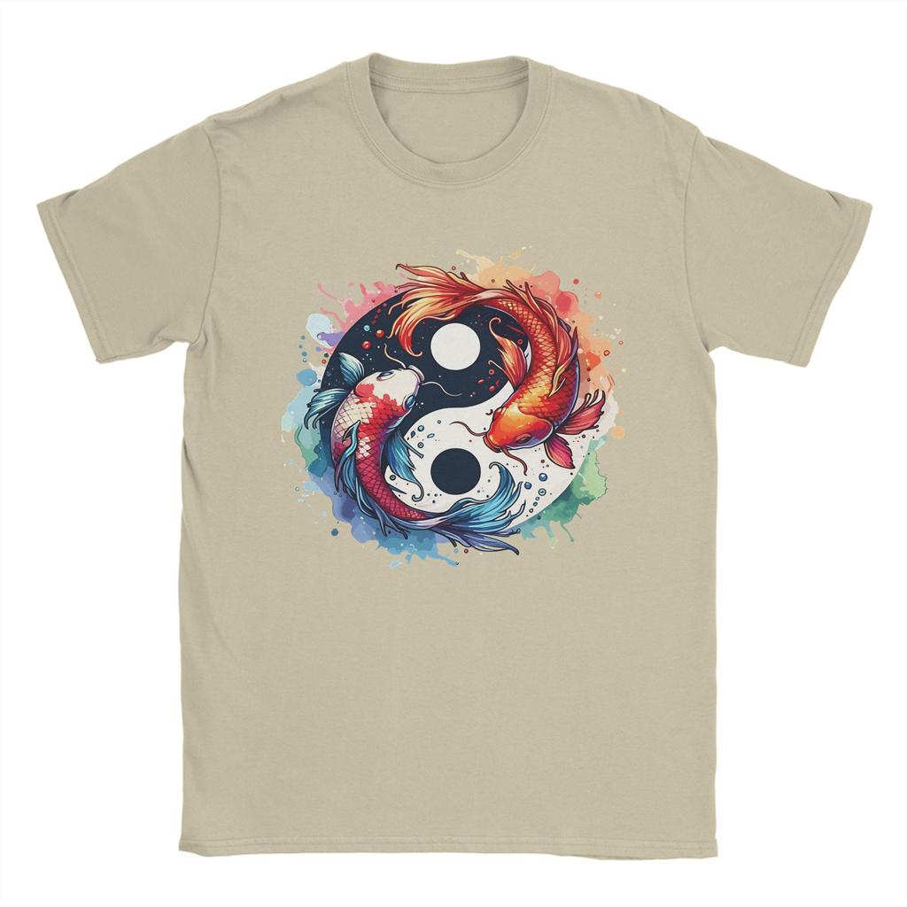 Yin Yang Koi Fish Tshirt Beach Y2k Funny Tshirts Cotton Hip Hop Tshirt For Unisex Shortsleeve Casual Tees