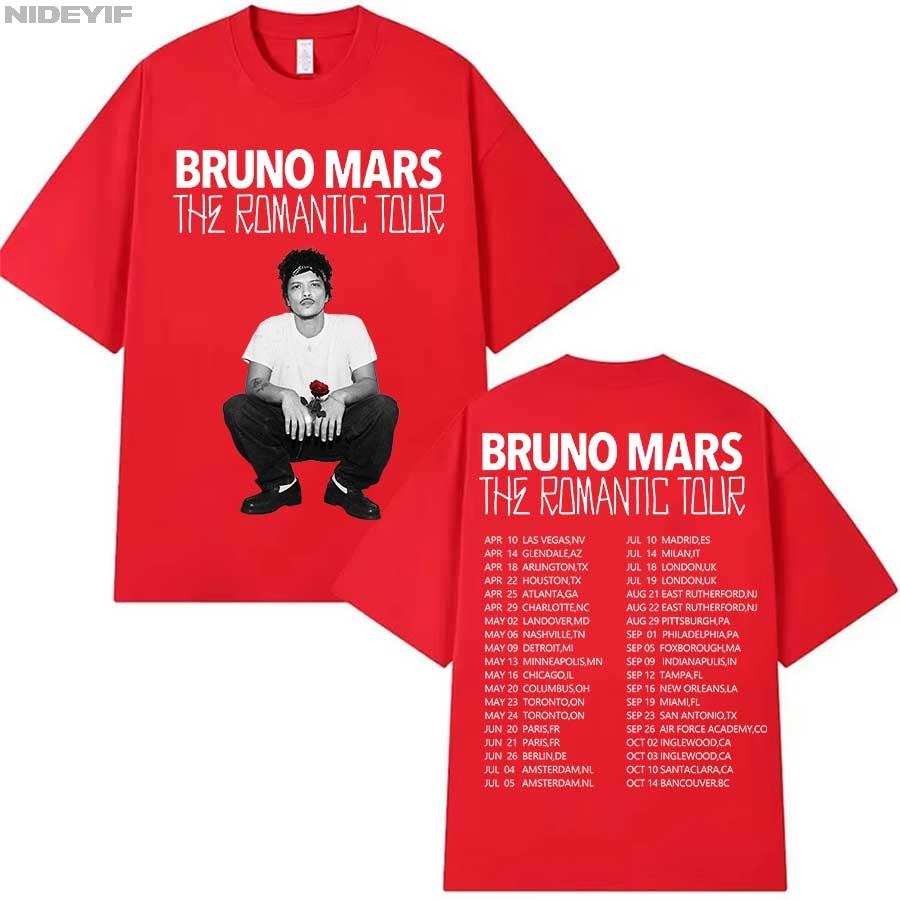 Футболка Bruno Mars The RoUnisextic Tour для унисекс женщин Хип-хоп Уличный стиль Оверсайз Топы 100% Хлопок Футболка BM2