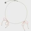 Eireve TWIN BOW PEARL CHOKER NECKLACE_BABY PINK