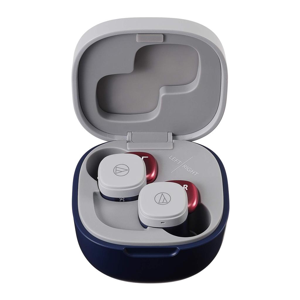 Беспроводные Быстрые IPX4 До Часов Низкая Быстрое Сопряжение Темно-синий Красный Наушники Audio-Technica ATH-SQ1TW, Bluetooth, Зарядка, Водонепроницаемые, 19.5 Воспроизведение, Задержка,