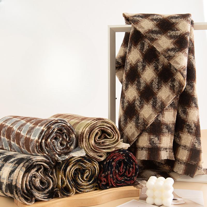 Houndstooth Scarf, Women's Commuting Cold Neck Scarf, Fashionable Light Luxury, Warm Shawl