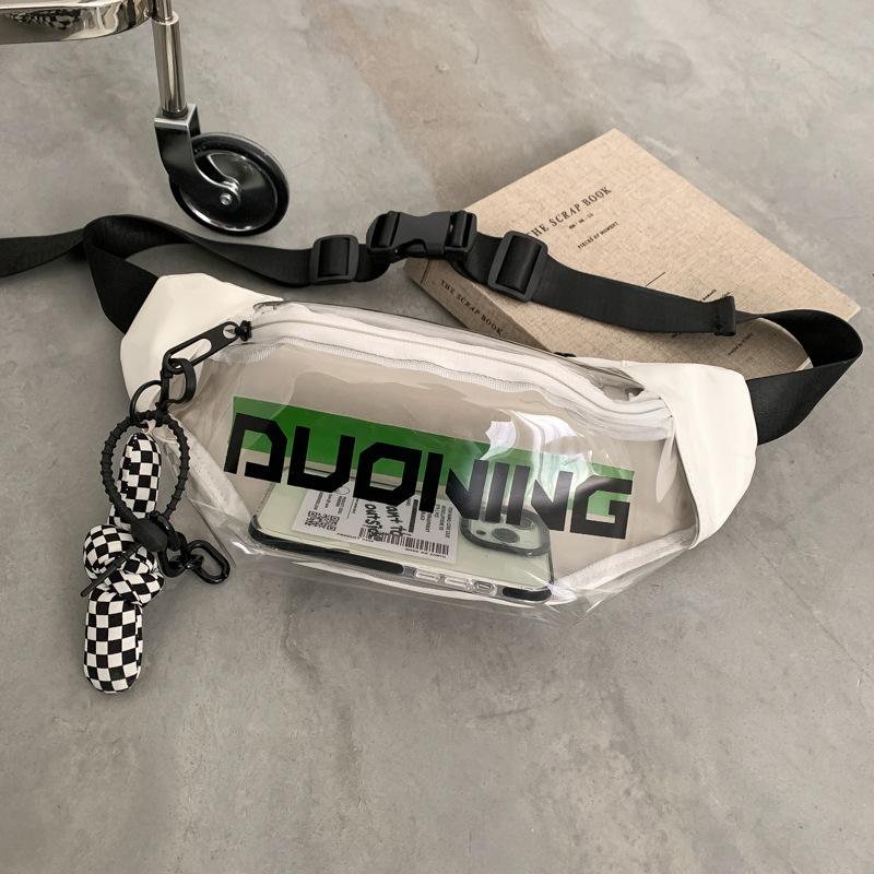 Маленькая женская сумка 2024 весна корейская версия новой спортивной и досуговой простой поясной сумки модная трендовая прозрачная сумка из ПВХ на грудь