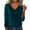 Women's Fashion Loose V-Neck Long Sleeve Bottom Shirt Top Knitted Sweater