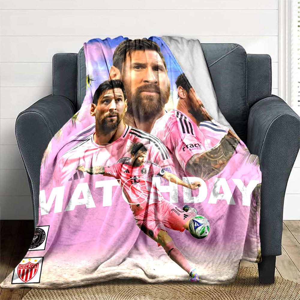 Leo Messi's Iconic Jersey Blanket Warmthful Decor Suitable for Bed Picnics Seaside Four Seasons Universal Stylish Decor Birthday Christmas Gift Blanke