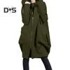 Женская толстовка с капюшоном и длинными рукавами, пальто с застежкой-молнией, большие карманы, имитация двух частей, однотонная куртка средней длины с капюшоном
