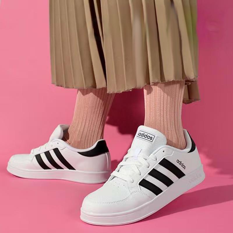 adidas Neo Breaknet Нескользящие Устойчивые к истиранию Низкие Кеды для скейтборда Белые Детские FY9506