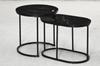 Nest of Tables with Steel Frame and Faux Marble Tabletop, Modern Coffee Table Set of 2, Black/White