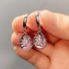 Huitan Gorgeous Red/Pink CZ Earrings for Women Bright Color Temperament Elegant Lady's Earrings Engagement Wedding Party Jewelry