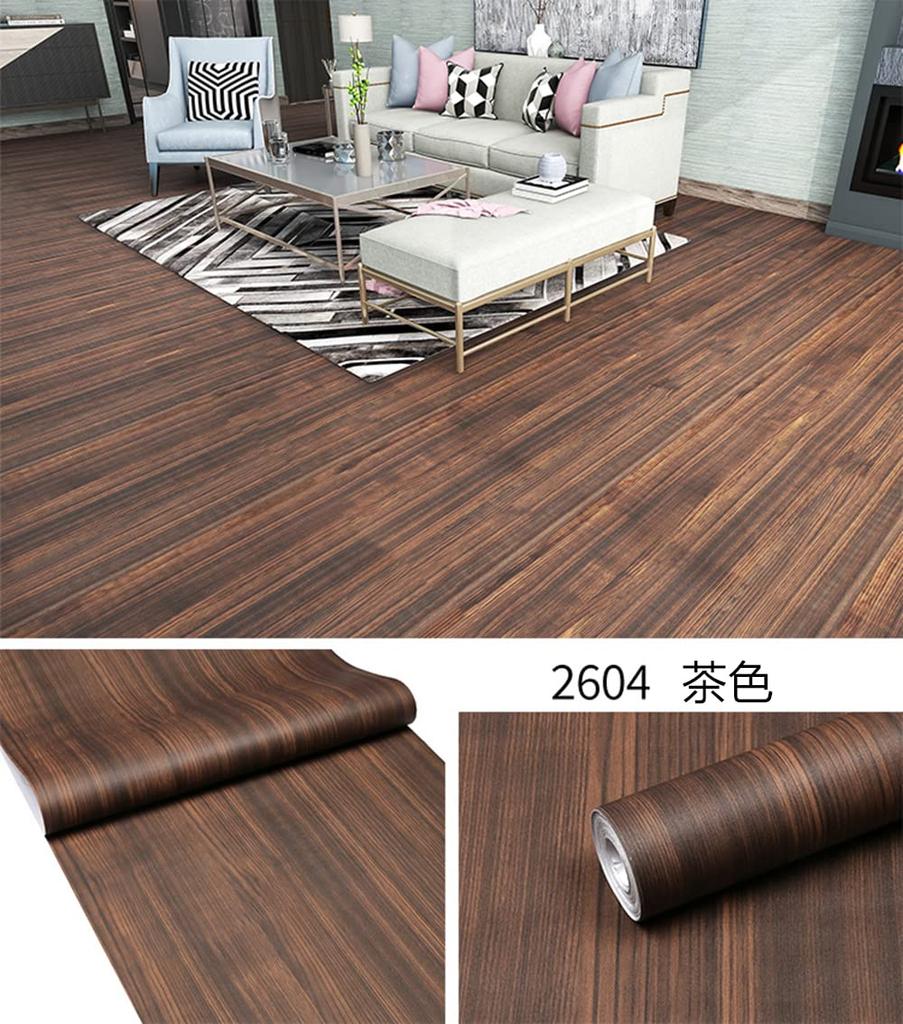 Homya Wallpaper Sticker Wood Grain Waterproof Remake Sheet Brown Thickness Glue Included Thick Floor Sticker Pet Friendly Wear Resistant Stain