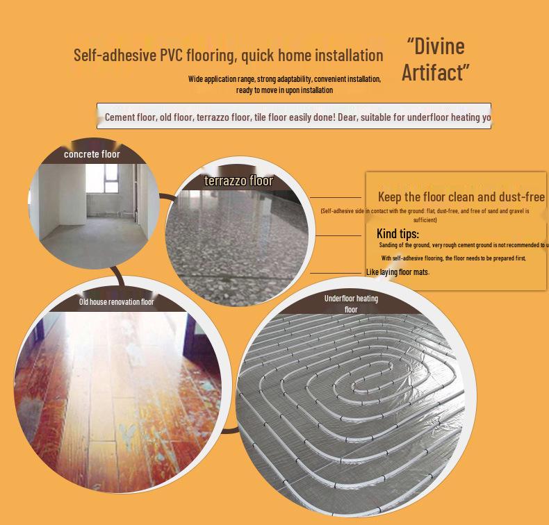 Самоклеящаяся водонепроницаемая виниловая наклейка для пола под камень: Толстое, износостойкое ПВХ-покрытие для спален