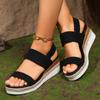 Large Size Wedge Sandals for Women In Summer New Style Fish Mouth Elastic Cover Thick Sole Sandals