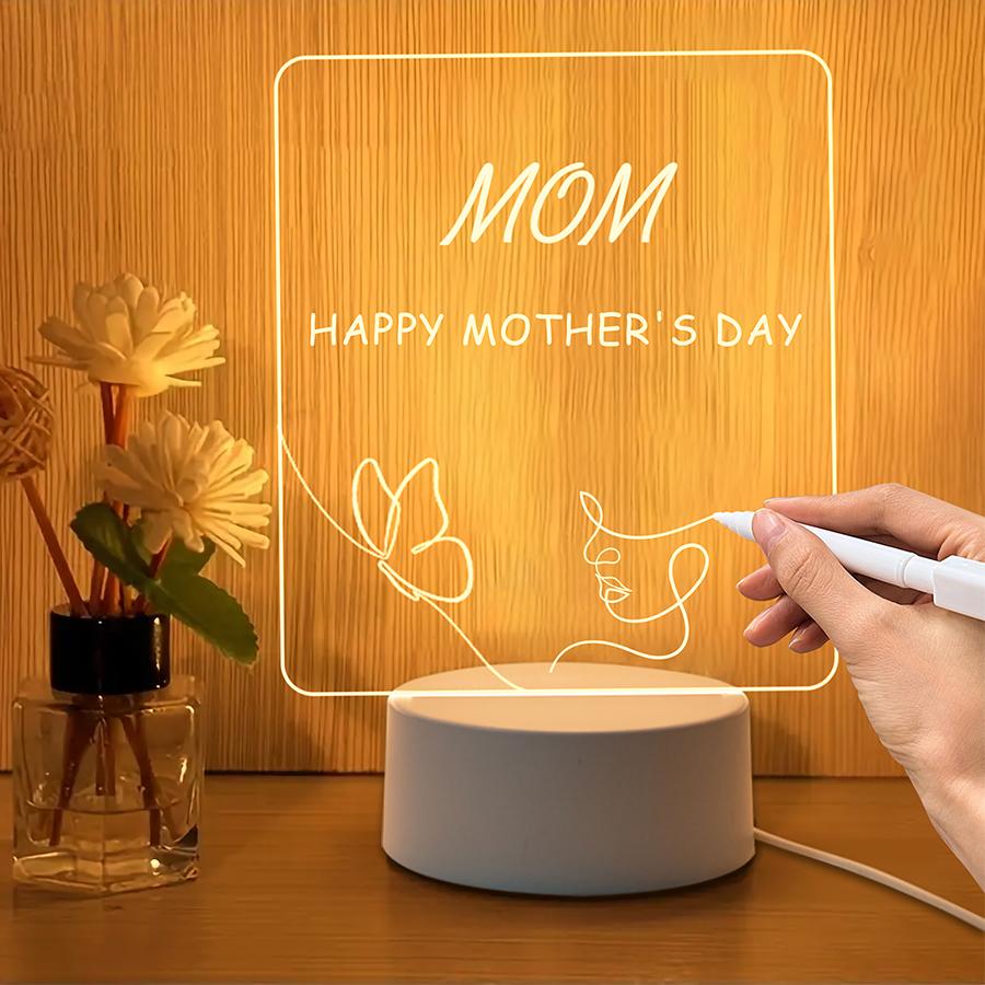 1pc Warm Light 3D Led Message Board Decorative Night Light With Usb Cable & For Holiday Decoration Like Mother's Day, Christma