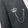Men Retro Brooch English Style Crown Shape Rhinestone Tassel Decor Suit Coat Chest Decoration Formal Event Wedding Business Occasions Clothes Jewelry