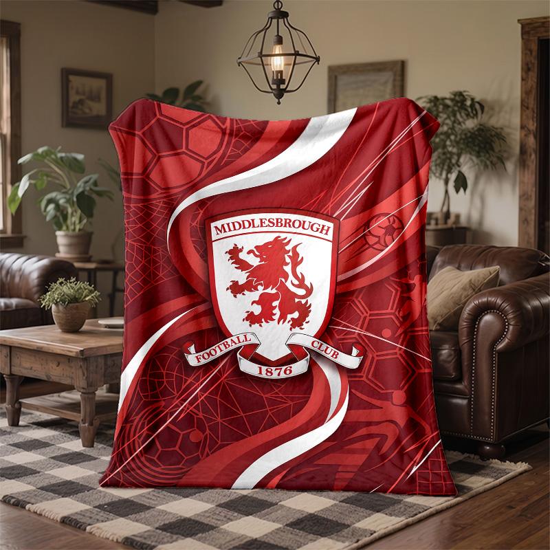 Middlesbrough Football Print Flannel Blanket Soft Warm Sofa Bed Throw Blanket For Home Office Bedroom