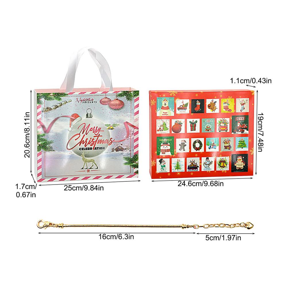 НОВЫЙ 24-дневный Календарь Обратного Отсчета Адвент Сюрприз Слепой Бокс Набор Рождественский Набор Браслетов DIY Креативные Украшения Рождественские Подарки для Девочки