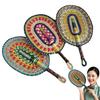 Vintage Seagrass Woven Fan Colorful Striped Patterns Cattail Fan Summer Cooling Fan  Photo Prop