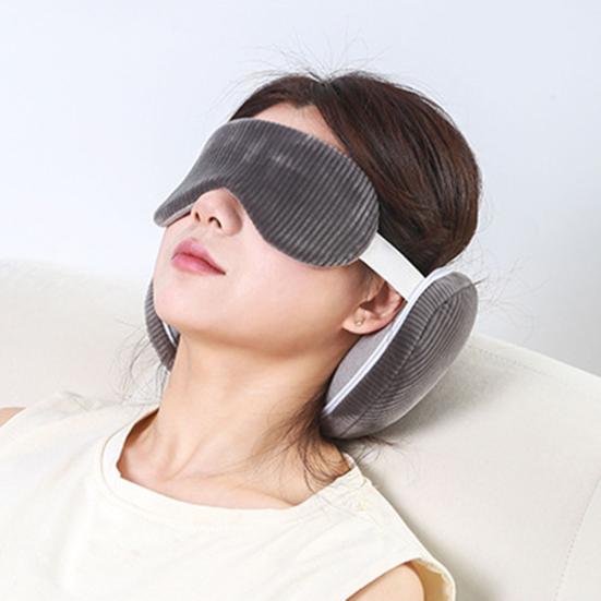 Дорожная подушка для шеи с маской для глаз 2-в-1 Портативная подушка для поддержки шеи На молнии Складная подушка