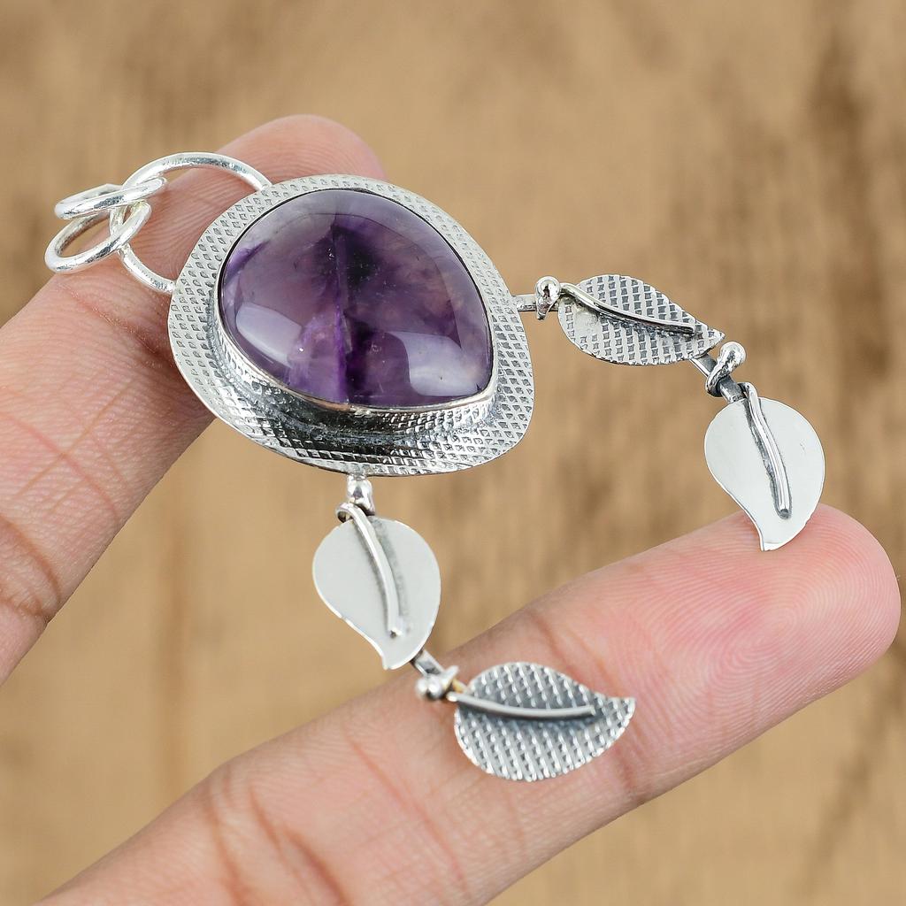 Star Amethyst Stone 925 Sterling Silver Art Deco February Birth Pendant Jewelry