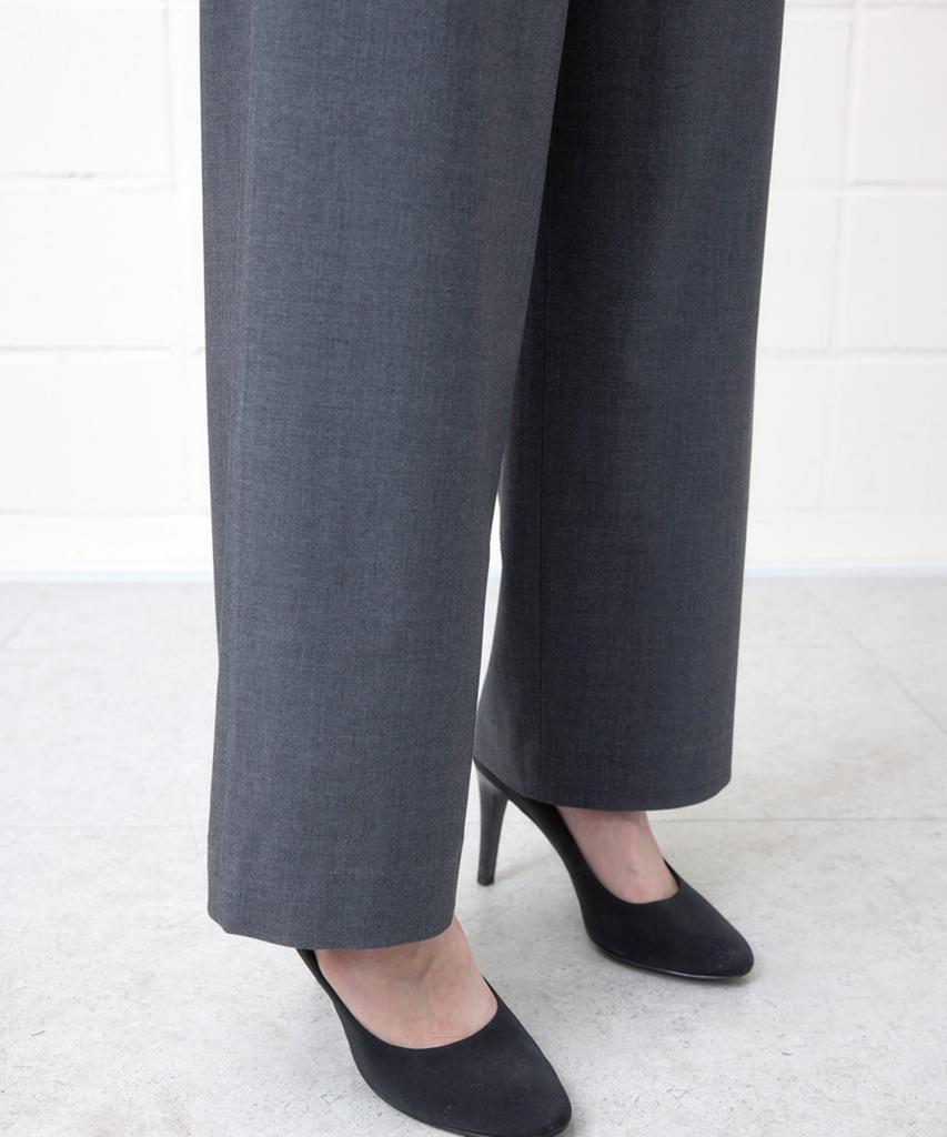 YUJEEOT Single-Pleat Wide Cool Wool Elastic Pants