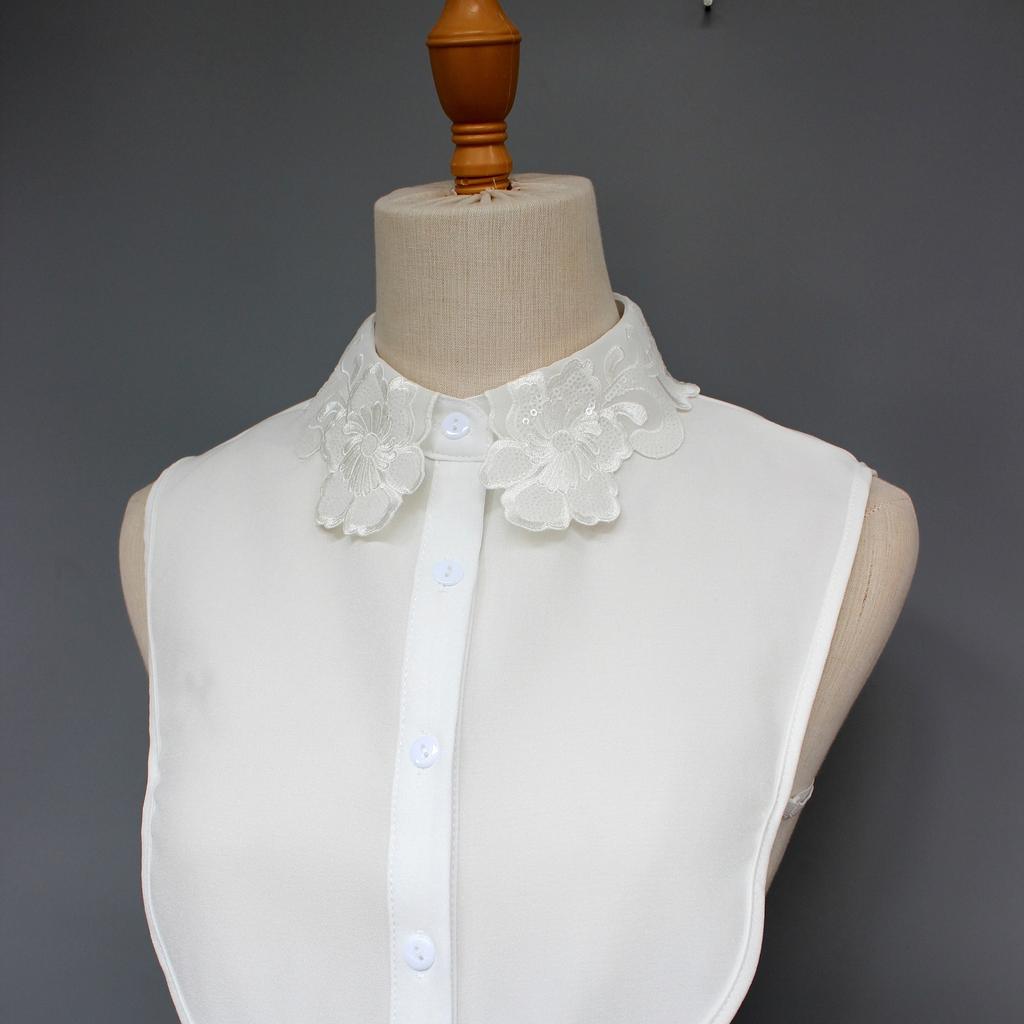 1 шт. накладной воротник с цветочными узорами, бисером, пайетками и волнистыми краями, блестящий декоративный воротник для рубашки, который можно носить а