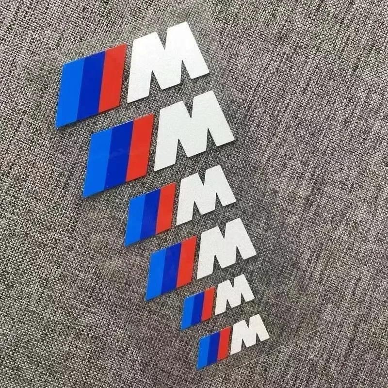 ZUWG9 New Car White Black M Logo Emblem Badge Brake Caliper Sticker For BMW M Power Performance M3 M5 X1 X3 X5 X6 E46 E39 Auto Ac