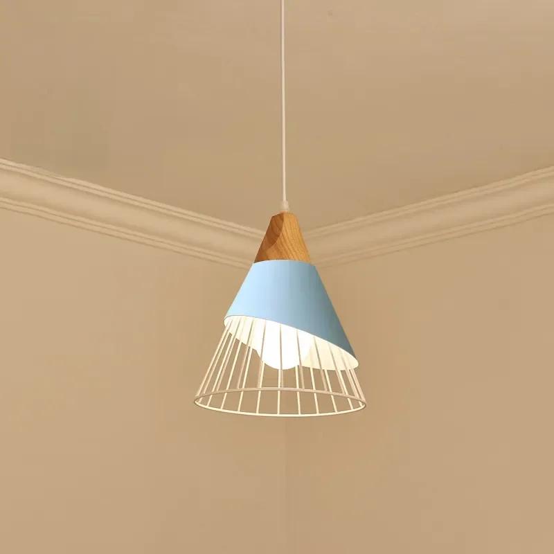 Многоцветная люстра из дерева для кафе и ресторана, подвесные светильники из железа, подвесной светильник E27, скандинавский современный домашний декор, бытовая техника