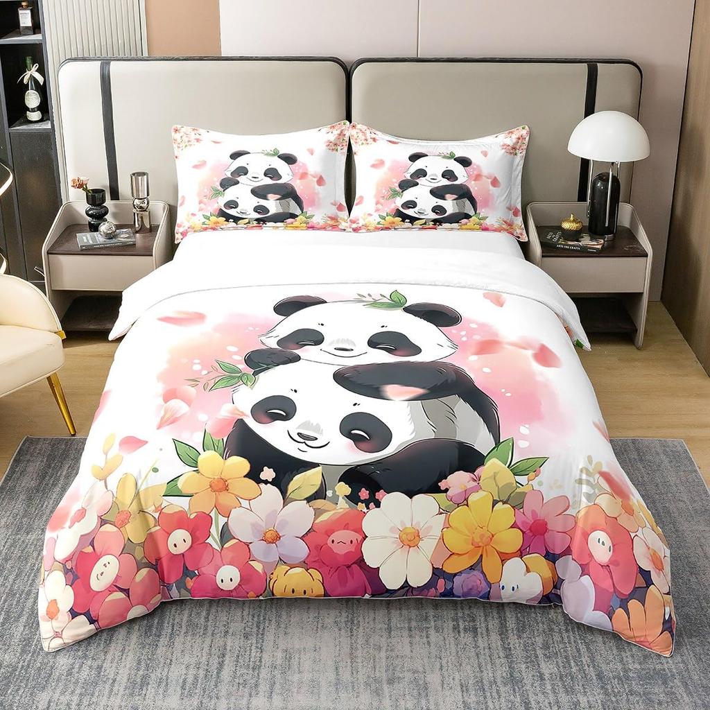 3D Панда одеяло покрывало королевского размера милый Панда пододеяльник бамбуковый комплект постельного белья пододеяльник для детей мальчиков девочек подростков 3 предмета