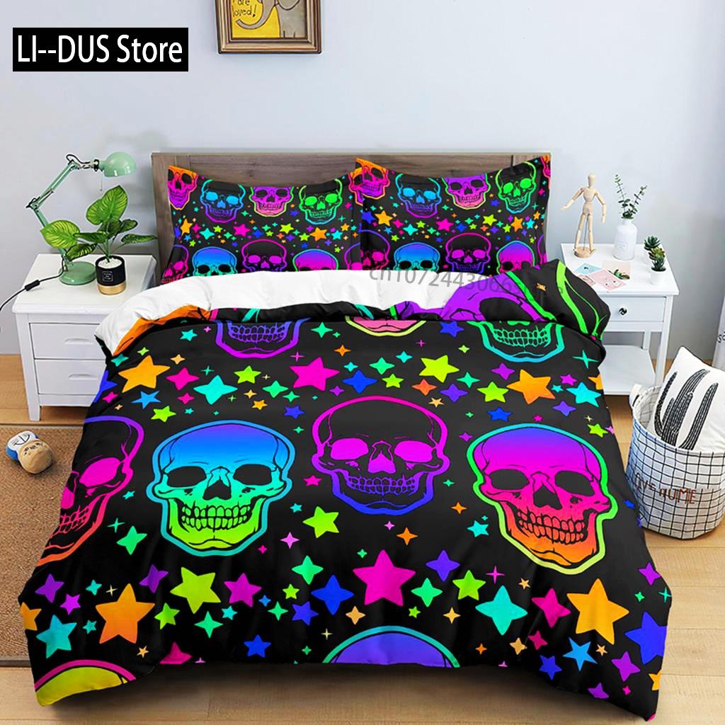 Comforter Neon Color King Rainbow Gradient Pumpkin Bedding Set Microfiber Halloween Theme Twin Comforter