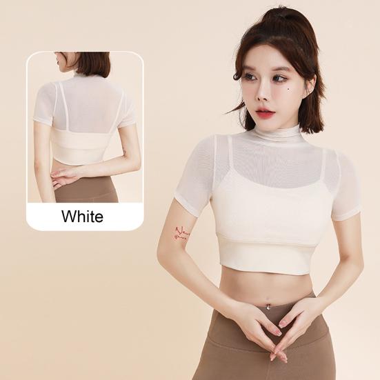 Женский летний топ для йоги Тонкий, быстросохнущий, хорошо пропускает воздух, короткие рукава, открытая талия, укороченный топ для бега, пилатеса, спортзала, упражнений